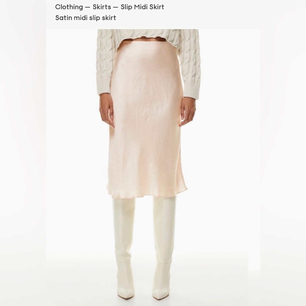 Aritzia Babaton light pink satin slip midi skirt